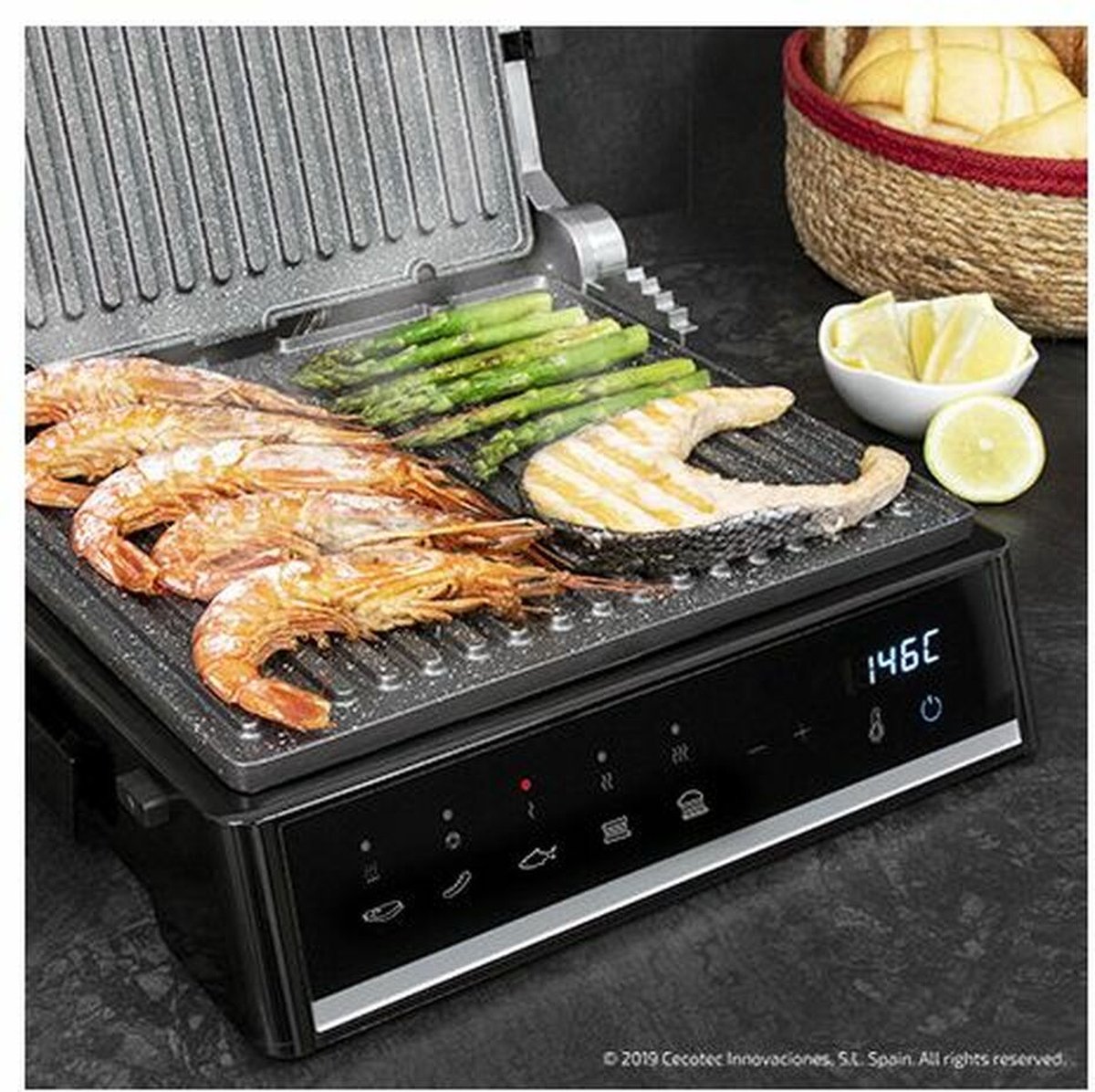 Cecotec Rock nGrill Smart Contactgrill 2000W Zwart RVS bol