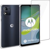 Geschikt voor Motorola Moto E13 Hoesje + Screenprotector – Gehard Glas Cover + Shock Proof Case – Transparant
