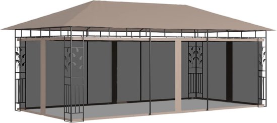 vidaXL - Prieel - met - klamboe - 180 - g/m² - 6x3x2,73 - m - taupe