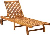vidaXL Chaise longue avec coussin en bois d'acacia massif