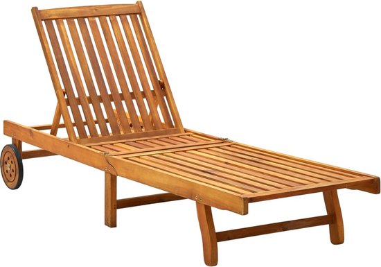 vidaXL Chaise longue avec coussin en bois d'acacia massif | bol