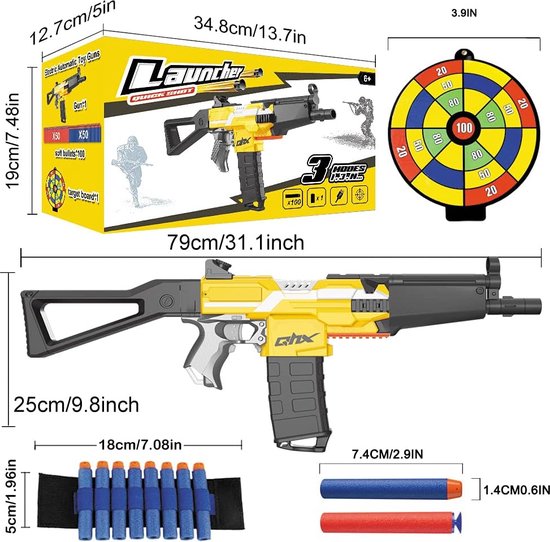 Pistolet à jouets électrique pour pistolet Nerf Gun Sniper, 3 mode