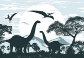 Fotobehang - Vinyl Behang - Dino's - Dinosaurussen - 368 x 280 cm
