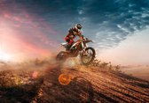 Fotobehang - Vlies Behang - Motorcross - Motorcrosser - 184 x 254 cm