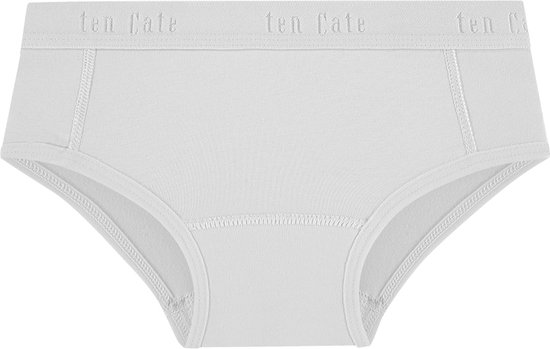 Witte tailleslip met logo op de tailleband.