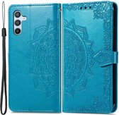 Samsung Galaxy A54 Coque Mandala Book Case avec Porte-Cartes Blauw