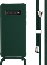 Coque Samsung Galaxy S10 - Coque en Siliconen iMoshion avec cordon - Vert foncé