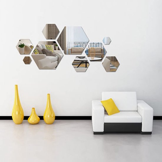 Autocollant de décoration mural 3D,miroir adhésif à poser soi-même, avec  triangles et diamants, en acrylique, sticker pour salon, déco de la maison,  17, 32, 58 pièces - AliExpress