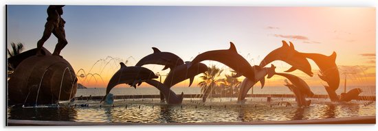 Dibond - Monument to the Continuity of Life van Springende Dolfijnen in Mexico - 60x20 cm Foto op Aluminium (Met Ophangsysteem)