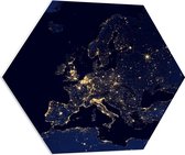 PVC Schuimplaat Hexagon - Kaart van Europa - 70x60.9 cm Foto op Hexagon (Met Ophangsysteem)