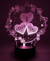 Veilleuse 'I LOVE YOU' - Lampe LED - Illusion 3D - 7 couleurs et 4 effets - valentine