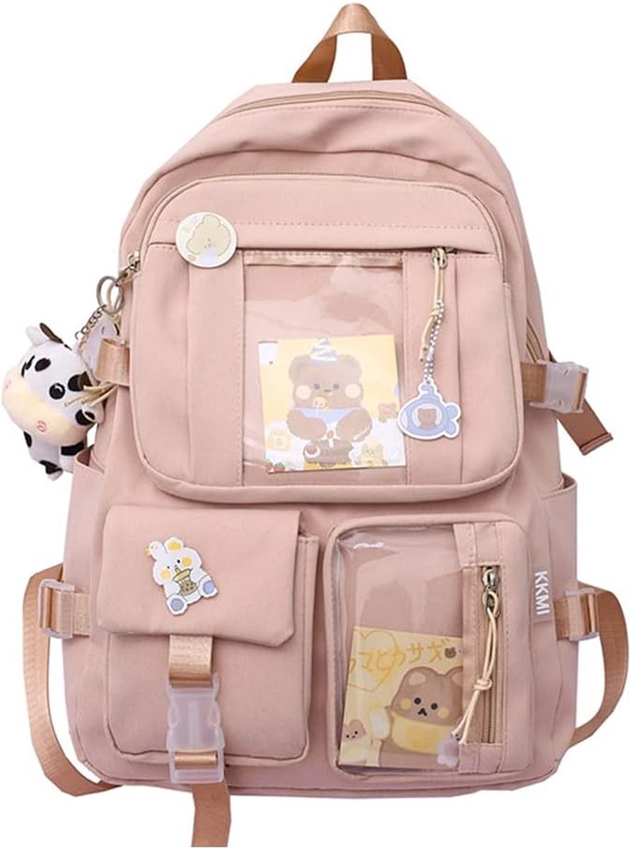 Sac à dos avec pendentif et accessoires Kawaii, sac à livres mignon, joli  sac à dos