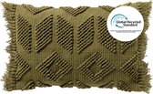 Dutch Decor ODIN - Sierkussen 40x60 cm met kussenhoes van 90% gerecycled polyester - Eco Line collectie - Olive Branch - groen - Inclusief binnenkussen