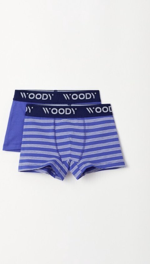 Woody - Jongens Boxer - duopack blauw fijne streep - 6 jaar