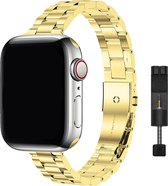 Innerlight® Narrow - Goud - 38/40/41mm - Metalen bandje geschikt voor Apple Watch - Schakel Armband RVS - Stainless Steel Watch Band - Roestvrijstaal - Horlogeband - Geschikt als Apple watch bandje voor Series 1/2/3/4/5/6/SE/7/8/9