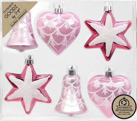 Inge Christmas Figurines à suspendre de Noël - 12x - rose - 9 cm - plastique
