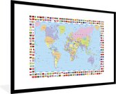 Fotolijst incl. Poster - Wereldkaart - Vlag - Atlas - 120x80 cm - Posterlijst