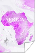 Poster Wereldkaart - Roze - Afrika - 60x90 cm