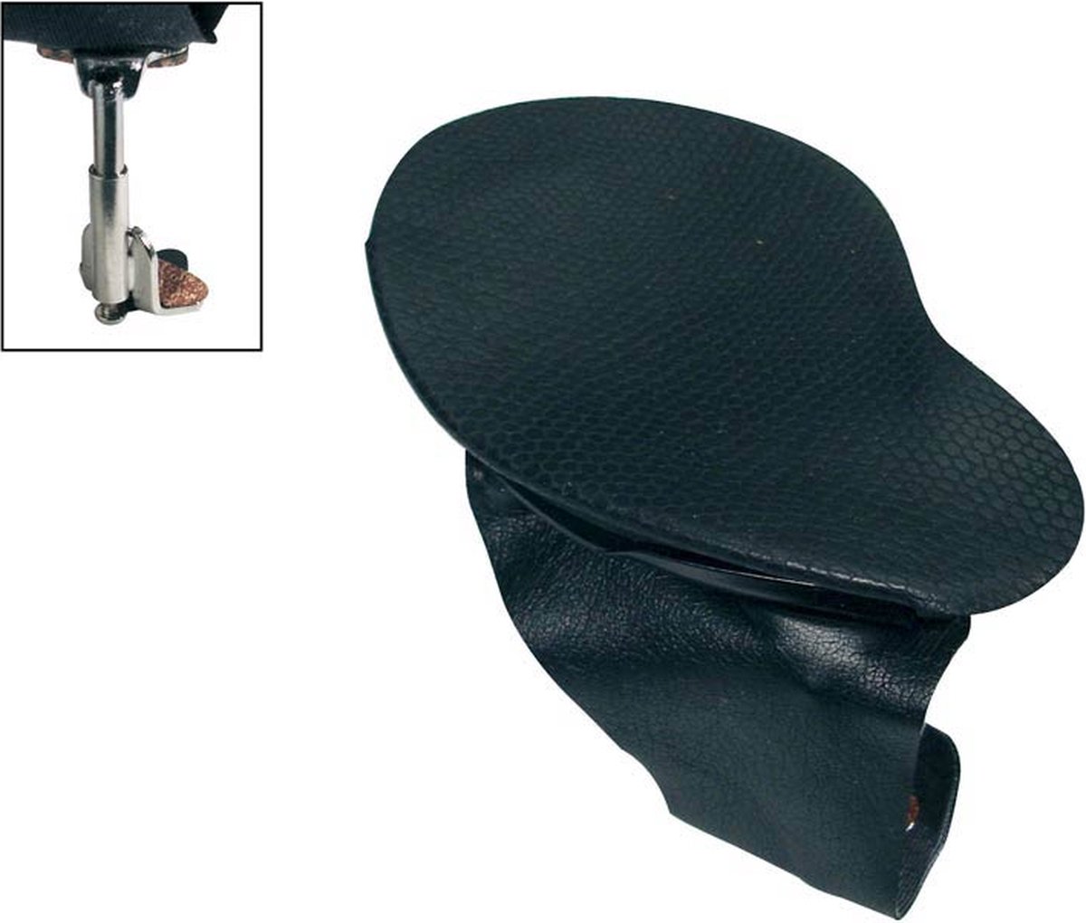 Wolf KH-63 chinrest for violin and viola 'maestrino'-model, metal black, nappa, patented screws