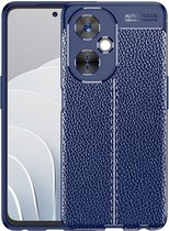 OnePlus Nord CE 3 Lite Hoesje TPU Back Cover met Leren Textuur Blauw