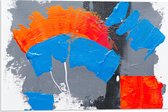 Acrylglas - Oranje, Rode Blauwe en Grijze Verfvlekken op Witte Achtergrond - 60x40 cm Foto op Acrylglas (Met Ophangsysteem)