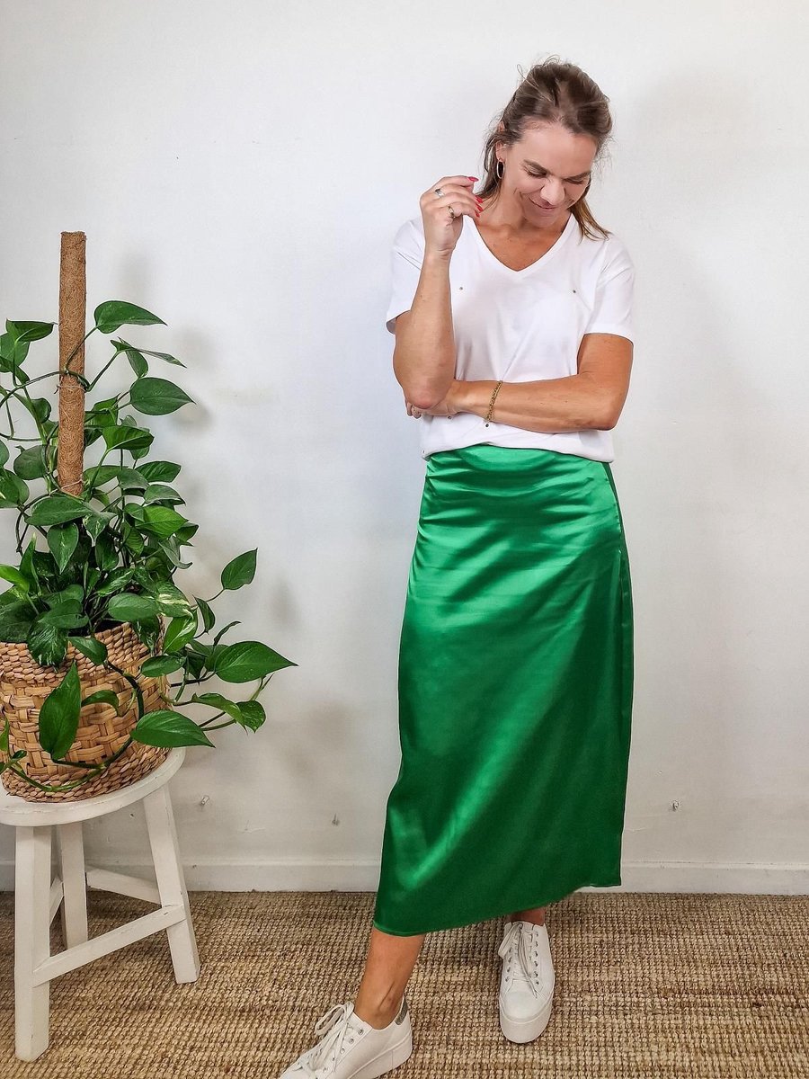 Vila Shima Hoge Taille Midi-rok Groen 38 Vrouw