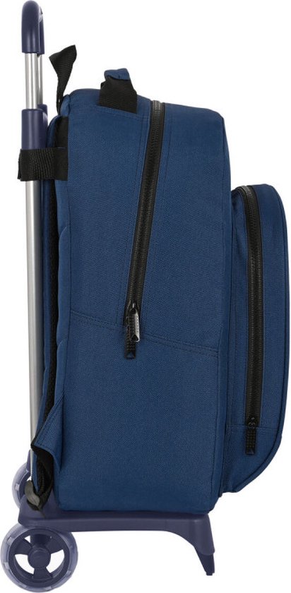 Sac à Roulette Professionnel Chariot Pour Sac à Dos Safta - Bleu Marine - Pliable Et Léger Trolley Sac Scolaire Safta
