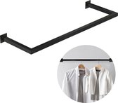 Sunnyhome Tringle à vêtements pour le mur - Tringle à vêtements - Portant - Zwart - Métal - 90x30 cm