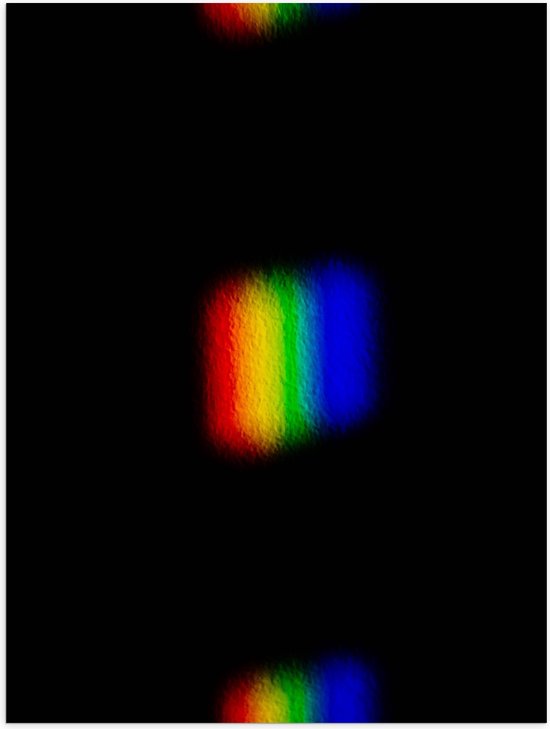 Poster Glanzend – Regenboogkleurige Vlekjes op Zwarte Achtergrond - 75x100 cm Foto op Posterpapier met Glanzende Afwerking