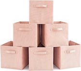 Set de 6 boîtes de rangement cubiques pliables, boîte cubique organisateur panier conteneur avec poignée pour l'organisation de la pépinière de bureau à domicile, 26,7 x 26,7 x 27,8 cm - cornouiller pâle