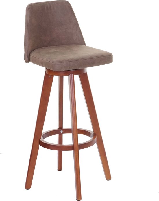 Barkruk MCW-C43, barkruk counter stool, hout textiel draaibaar ~ vintage bruin, lichtgekleurde poten