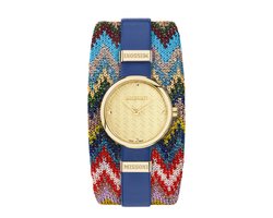 Missoni M1 MWY102022 Horloge - Leer - Blauw - Ø 29 mm