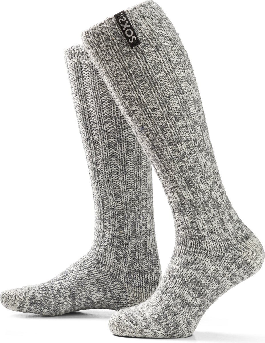 SOXS® | SOX3163 | Wollen sokken | Grijs | Kniehoogte | Maat 47-52 | Jet Black label