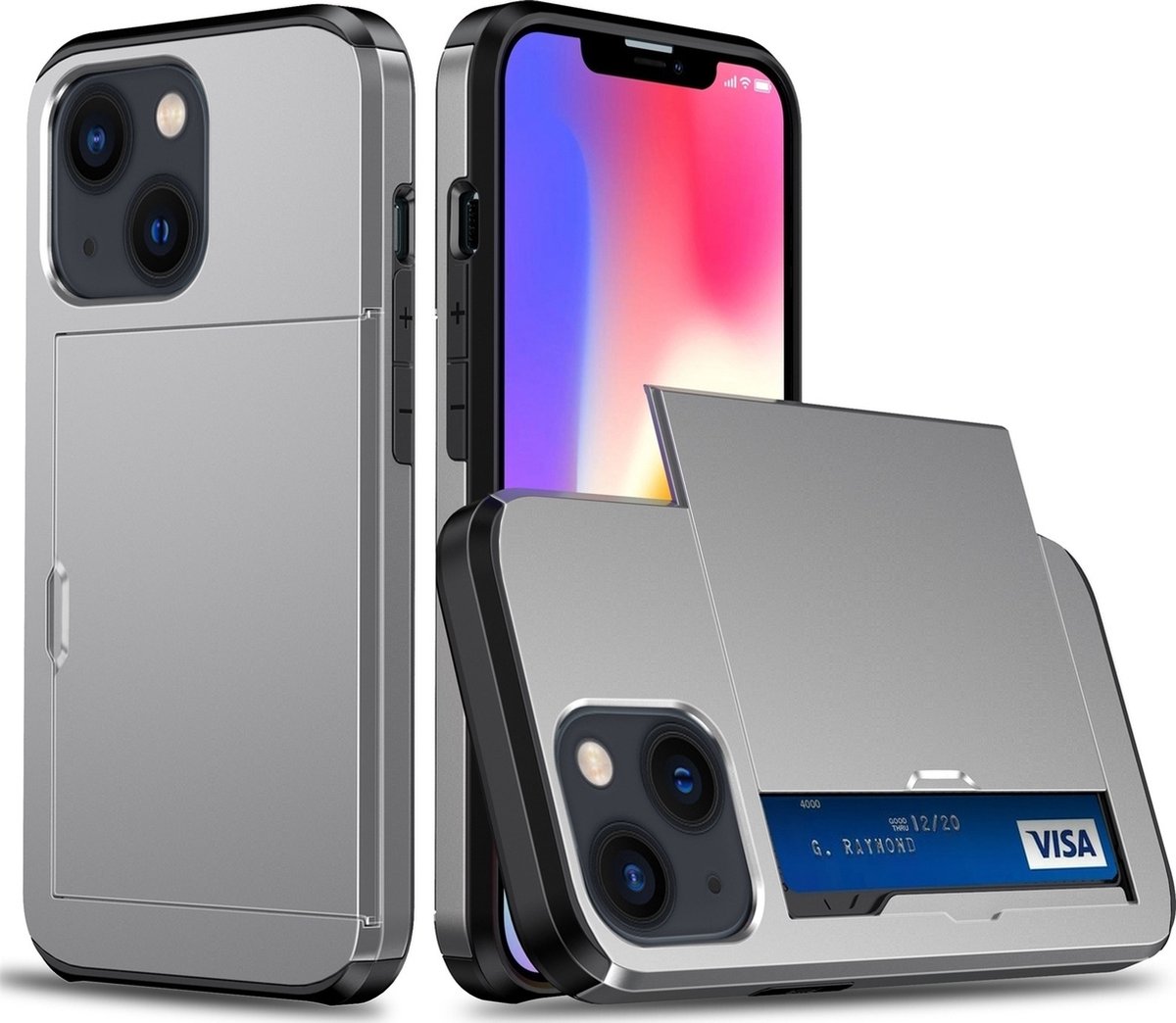 Mobigear Hoesje geschikt voor Apple iPhone 15 Telefoonhoesje met Kaarthouder Hardcase | Mobigear Card Backcover Shockproof met Pasjeshouder | Kaarthouder voor 2 Pasjes | Hoesje voor Pinpas / OV Kaart / Rijbewijs | Schokbestendig iPhone 15