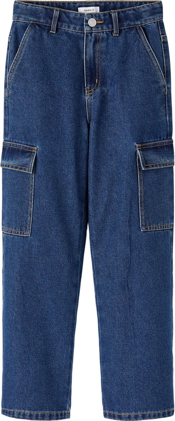 Name It Jeans Nkfrose Hw Wide Cargo Jeans 6190-bs 13220709 Dark Blue Denim Dames Maat - W116