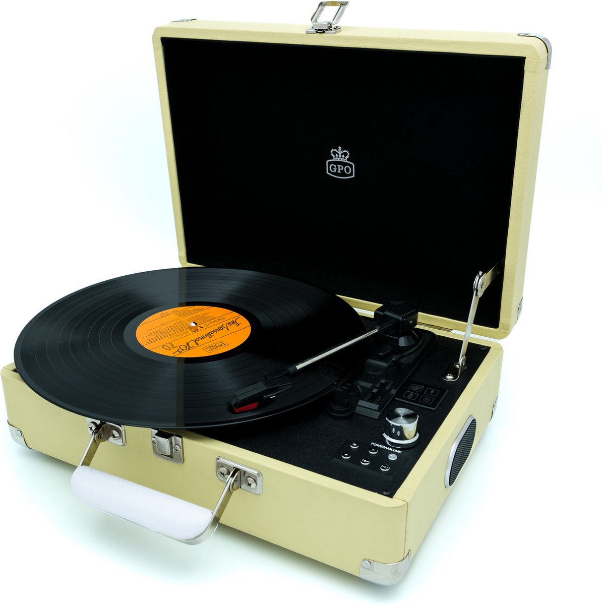 GPO ATTACHELEM - Kofferplatenspeler Attache retro, ingebouwde speakers, lemon