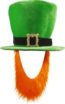 WIDMANN - Hoge leprechaunhoed met baard voor volwassenen om Saint Patrick te vieren - Hoeden > Hoge hoeden