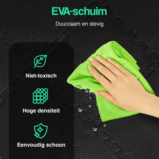 Hulser Puzzelmat - 30 x 30 x 1 cm - 12 stuks - 1,08 m2 - EVA foam mat - Fitnessmat ondergrond - Vloerbeschermer tegels - Rubberen isolatiemat extra dik - Fitness vloer ondertegels - Baby speelmat - Sportvloer kruipmat - Tenttapijt schuimmat - Zwembad