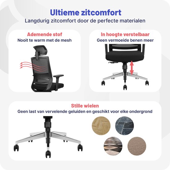 Ergonomische Bureaustoel - Bureaustoelen voor Volwassenen - Office Chair - Game Gaming Stoel - Kantoorstoel - Stane® - Stane