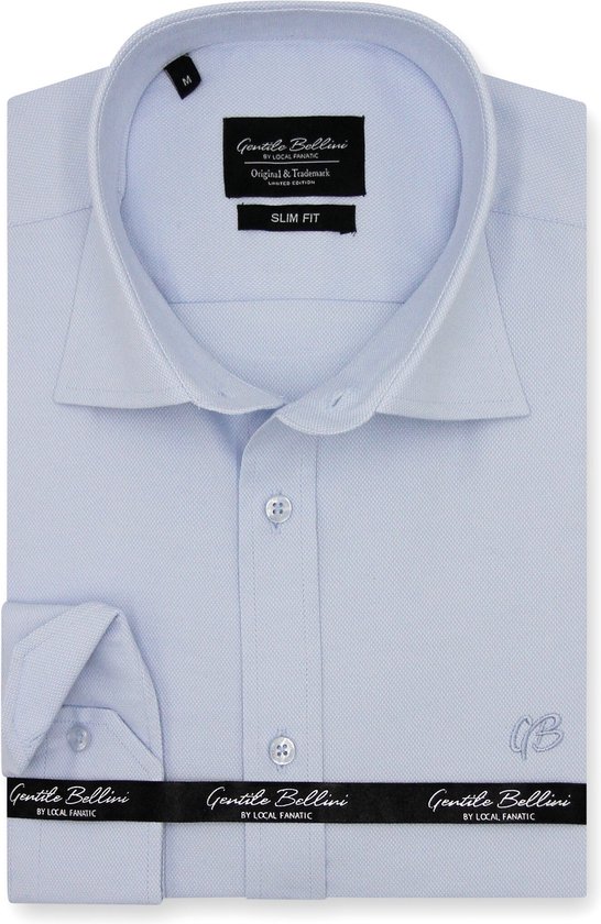 Chemise Homme - Coupe Slim - Shirts Oxford unies - Blauw - Taille L
