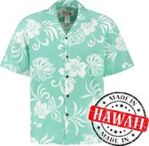 Hawaii Blouse Mannen - Shirt - Hemd - 100% Katoen - Overhemd Heren Korte Mouw - Made in Hawaii "Vakantie Vibes Turquoise" Maat XXL
