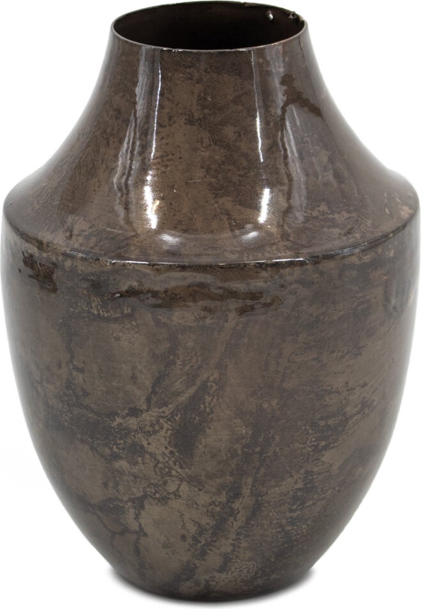 homebound by ky Kleine Vaas Bruin Marble - Metaal - 5 x 14 x 14cm - Woondecoratie