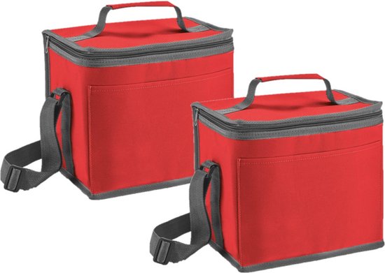 Kleine koeltas voor lunch/drankjes - rood - 24 x 22 x 17 cm - 9 liter - Koeltassen van Klein — afbeelding 2