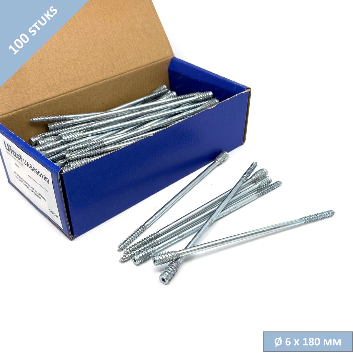 UFAST afstandschroef - Ø 6 x 180 mm - Verzonken kop - Torx - Verzinkt - 100 stuks