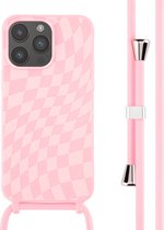 iMoshion Hoesje Geschikt voor iPhone 14 Pro Max Hoesje Met Koord - iMoshion Siliconen design hoesje met koord - Roze / Retro Pink