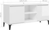 vidaXL - Tv-meubel - met - metalen - poten - 103,5x35x50 - cm - hoogglans - wit