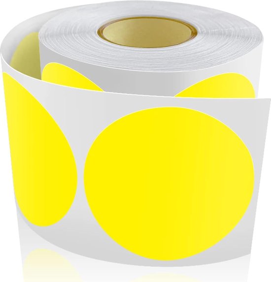 500 gele cirkelstickers van 50 mm - rol met kleurcode etiketten | bol