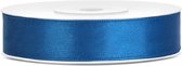 1x Hobby/decoratie kobaltblauw satijnen sierlint 1,2 cm/12 mm x 25 meter - Cadeaulint satijnlint/ribbon - Kobaltblauwe linten - Hobbymateriaal benodigdheden - Verpakkingsmaterialen