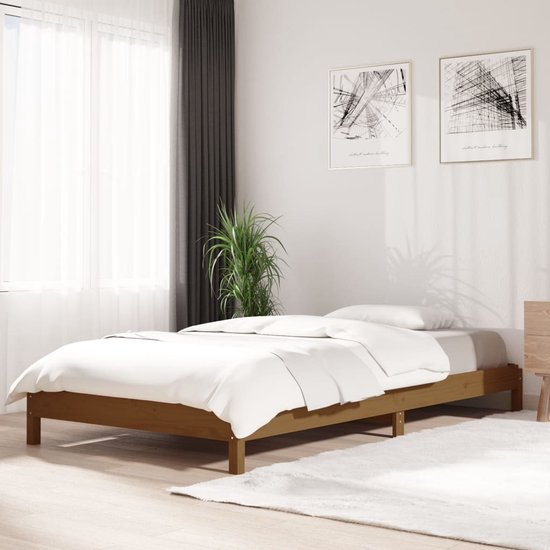 vidaXL Bed stapelbaar 80x200 cm massief grenenhout honingbruin |