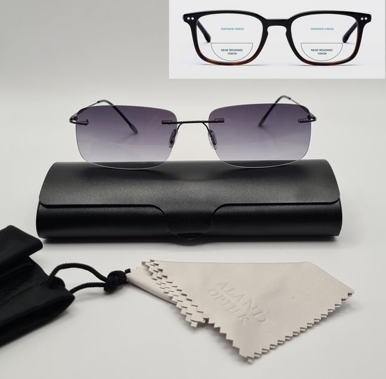 Multifocale zonnebril +3,0 met brillenkoker en doekje / grijze leesbril /  bifocale... | bol.com